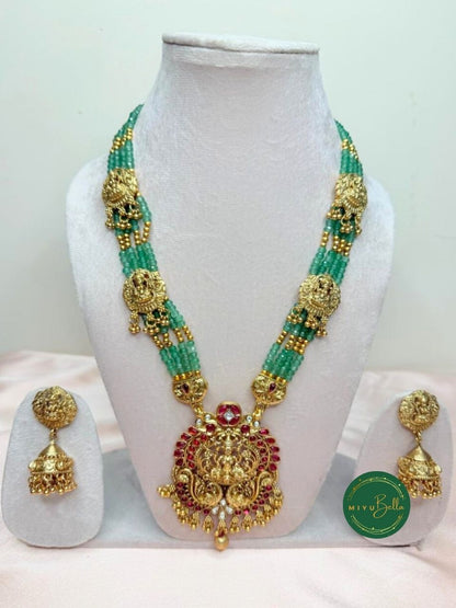 Meenakshi – Kemp Work and Oxidised Gold Polish Temple Jewellery Set