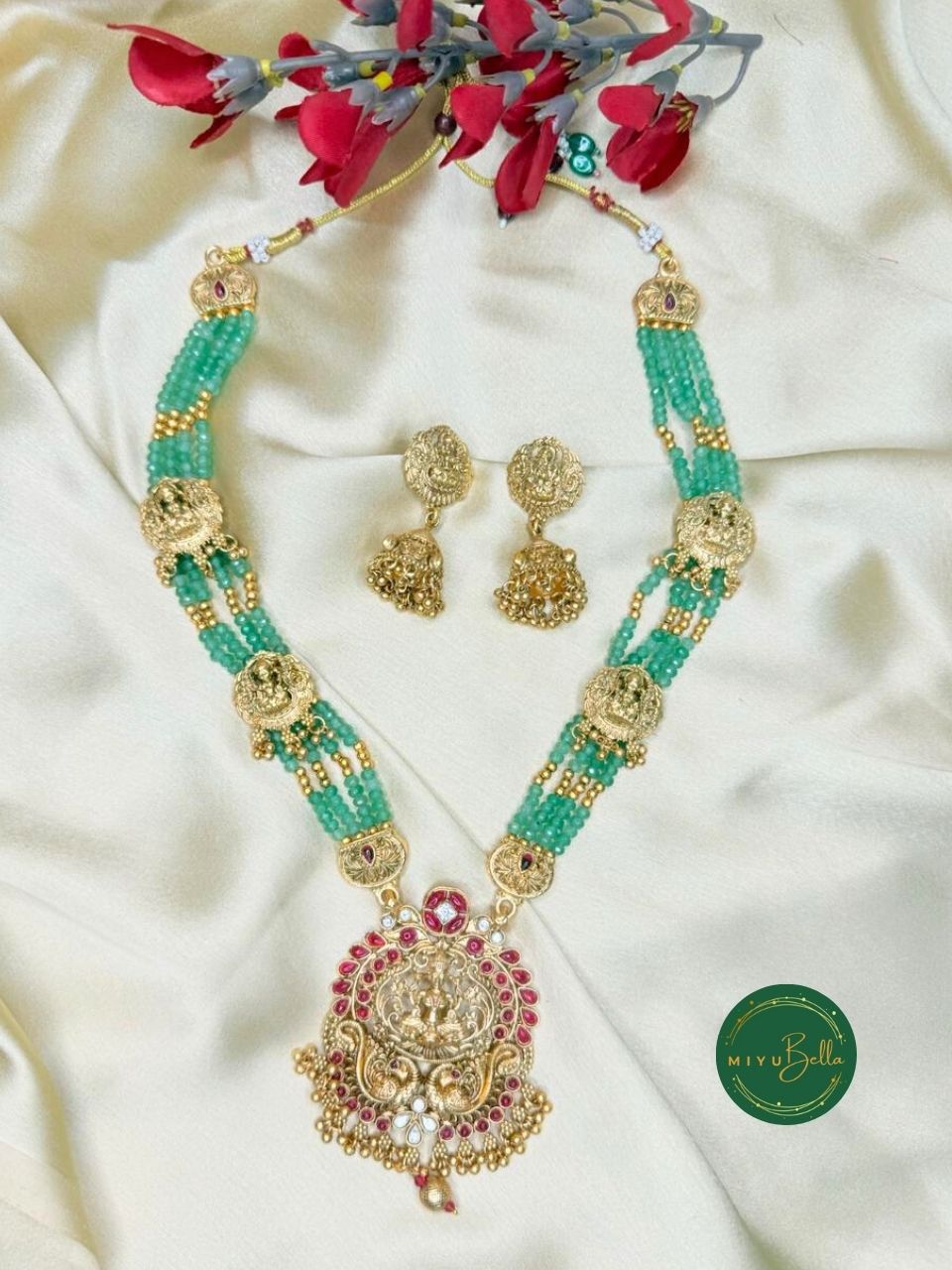 Meenakshi – Kemp Work and Oxidised Gold Polish Temple Jewellery Set