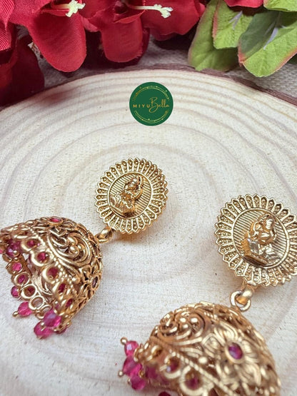 Meenakshi – Temple Set with Kemp Work and Oxidised Gold Finish