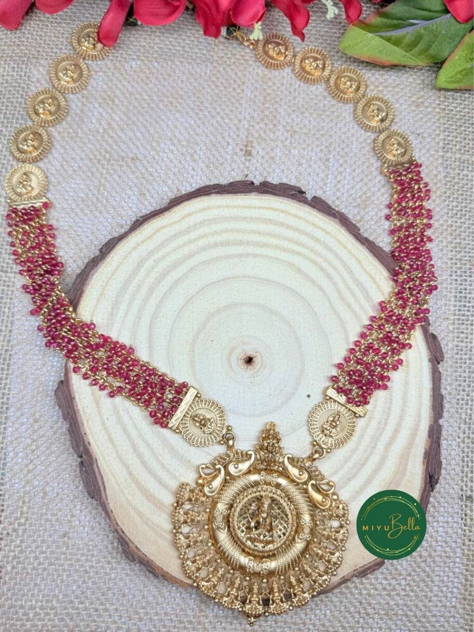 Meenakshi – Temple Set with Kemp Work and Oxidised Gold Finish