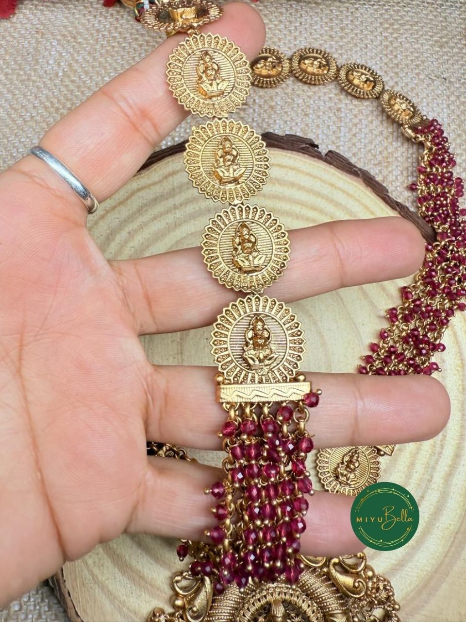 Meenakshi – Temple Set with Kemp Work and Oxidised Gold Finish