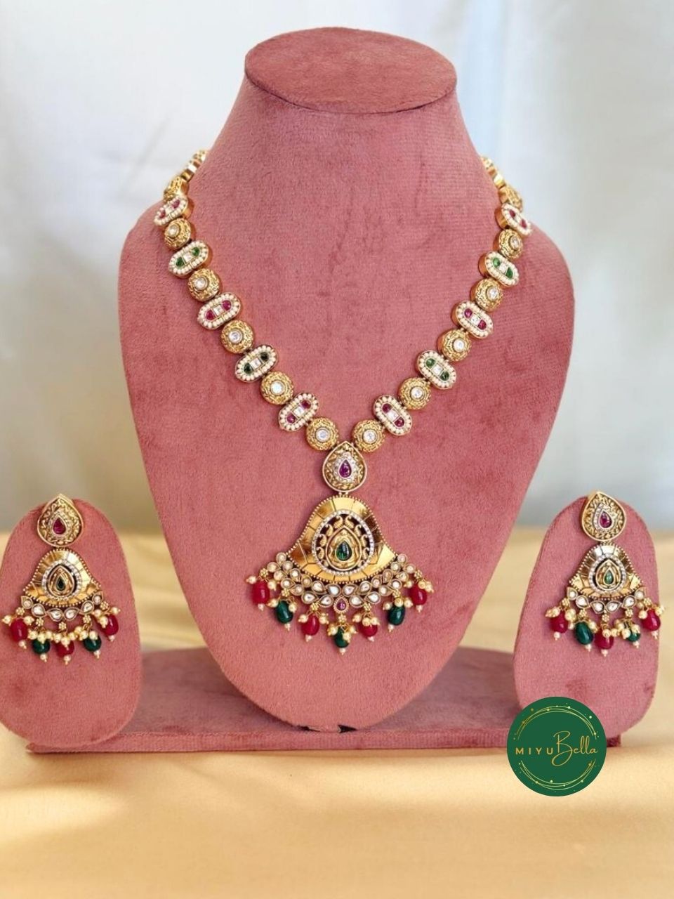 Meera - Pachi Kundan, Meenakari and Kemp Work Necklace Set