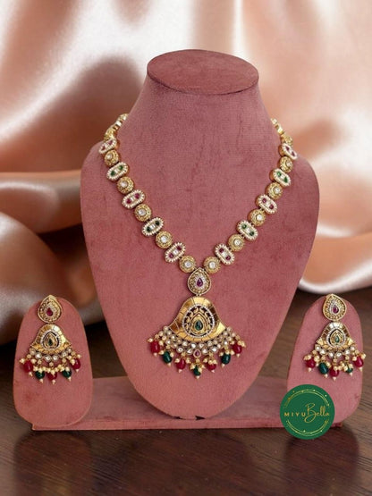Meera - Pachi Kundan, Meenakari and Kemp Work Necklace Set