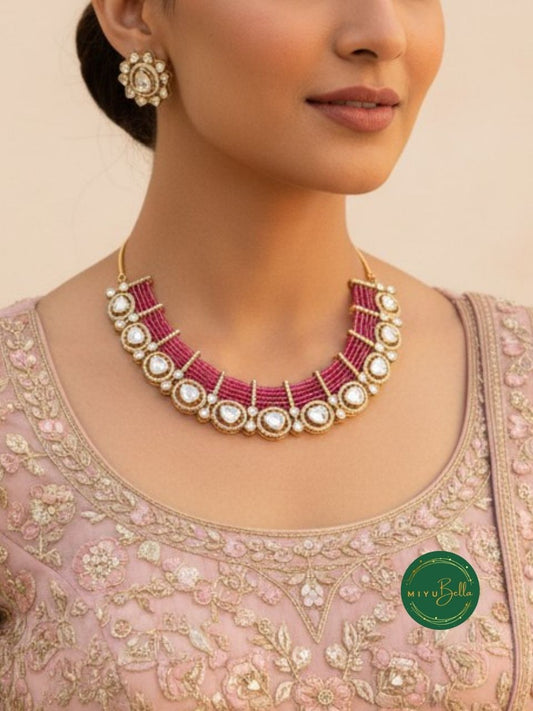 Priya - Moissanite and AD Rose Gold Ruby Set