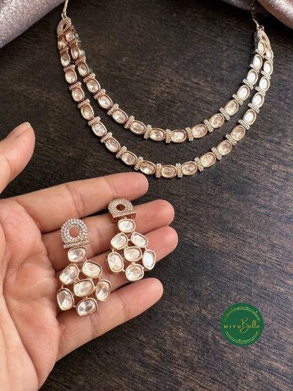 Priya - Layered AD and Moissanite Short Necklace Set