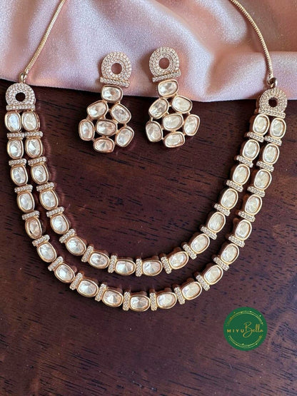 Priya - Layered AD and Moissanite Short Necklace Set