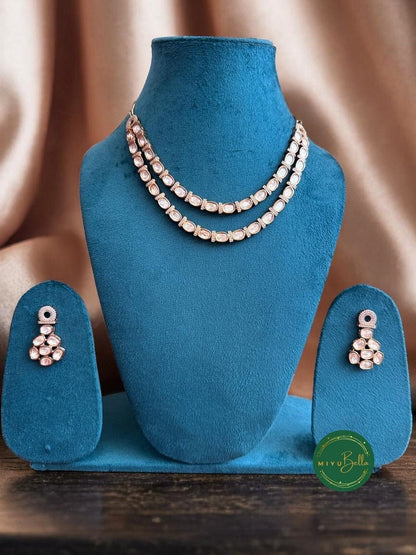 Priya - Layered AD and Moissanite Short Necklace Set