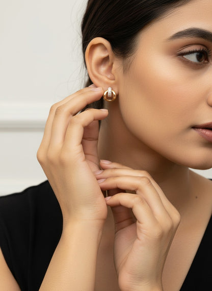 Elara - Pavé Knot Stud Earrings