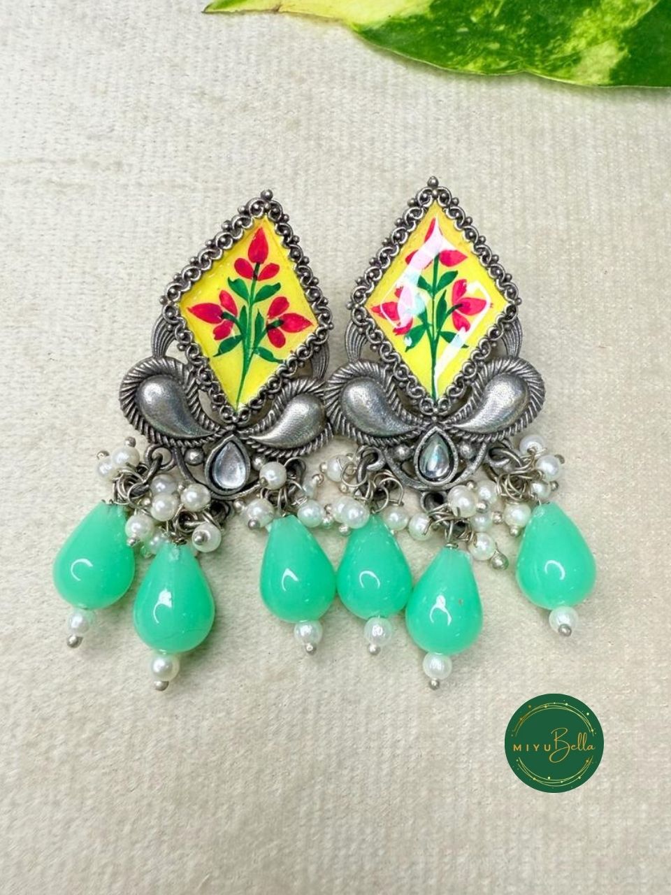 Rangrez - Floral Meenakari Earrings in Silver Finish