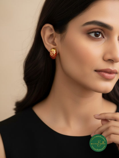 Aurelia – Textured Red Stud Earrings