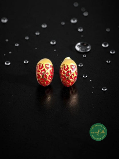 Aurelia – Textured Red Stud Earrings