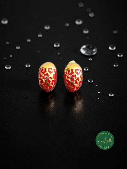Aurelia – Textured Red Stud Earrings