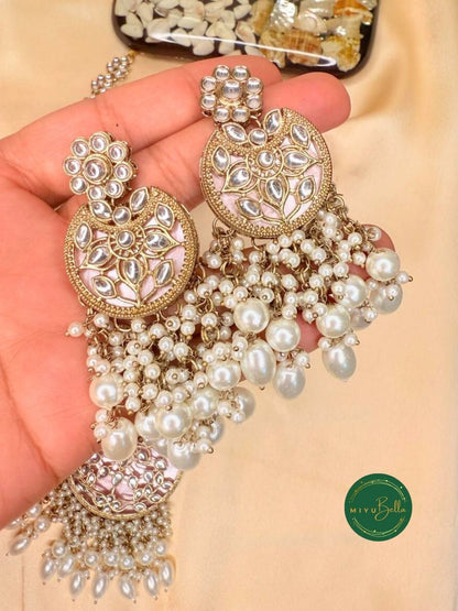 Rukmini – Kundan & Pearl Baby Pink Statement Necklace Set