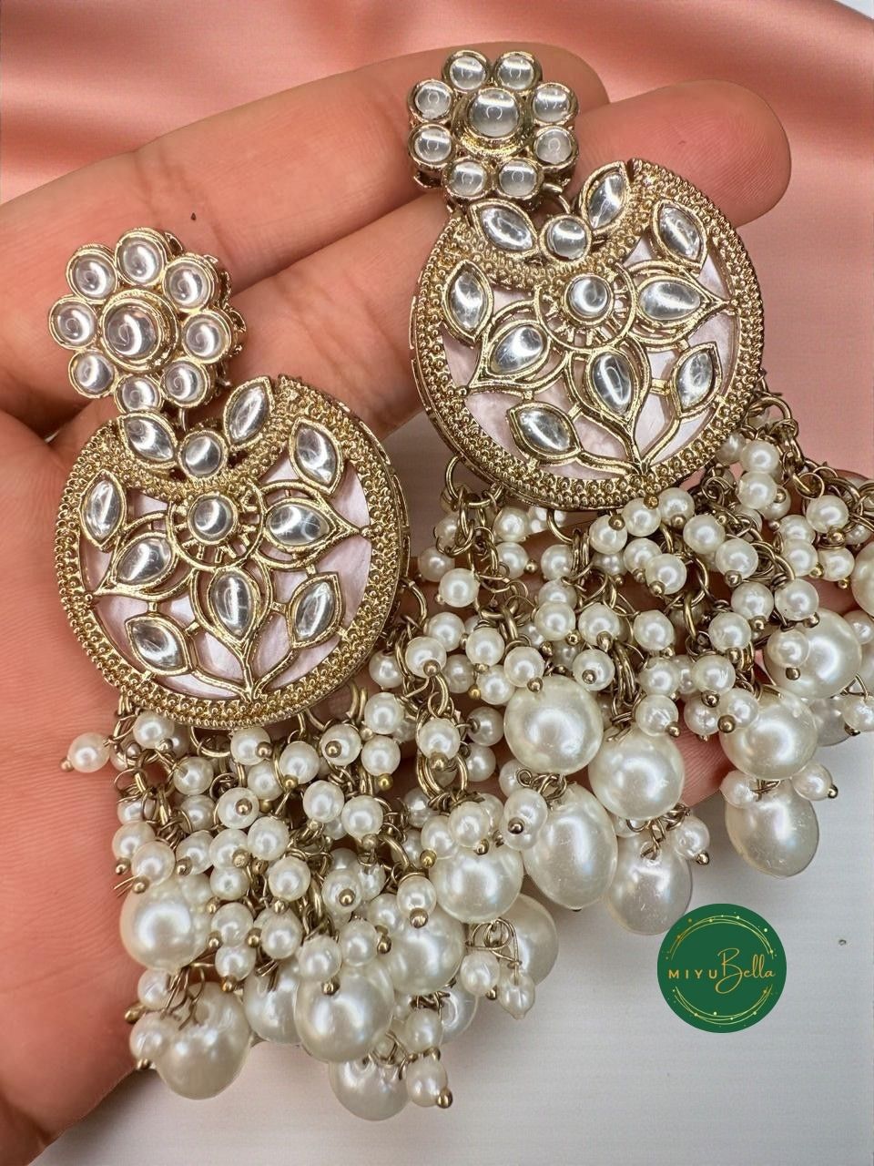 Rukmini – Kundan & Pearl Baby Pink Statement Necklace Set