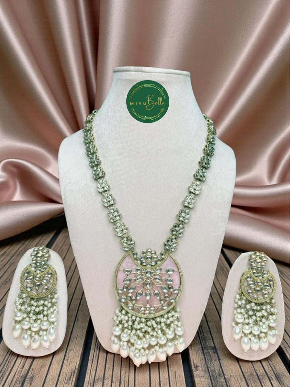 Rukmini – Kundan & Pearl Baby Pink Statement Necklace Set