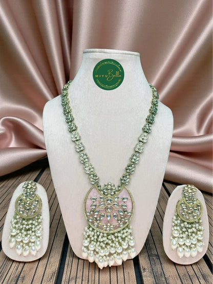 Rukmini – Kundan & Pearl Baby Pink Statement Necklace Set