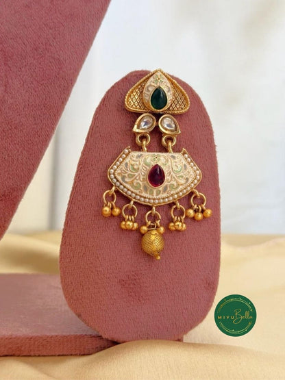 Sanyogita - Meenakari and Kemp Choker Set in Oxidised Gold Polish