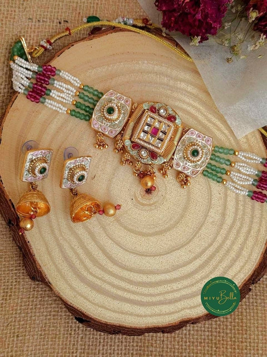 Sanyogita Collection - Meenakari and Kemp Choker Set