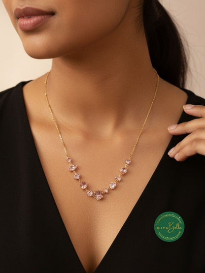 Serena - Rosé Crystal Chain Necklace