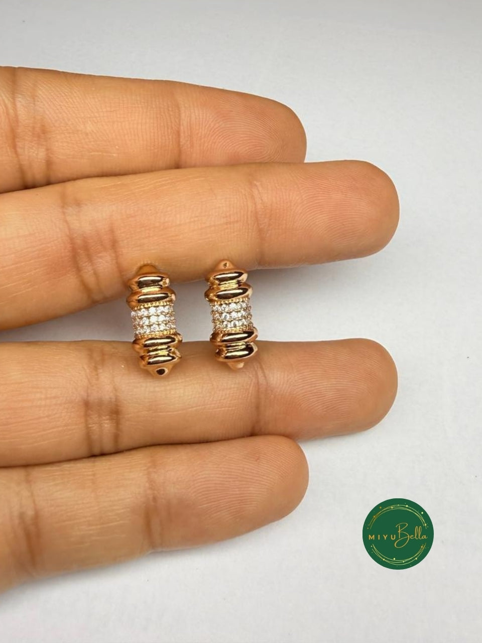 Elara - Barrel Hoop Stud Earrings