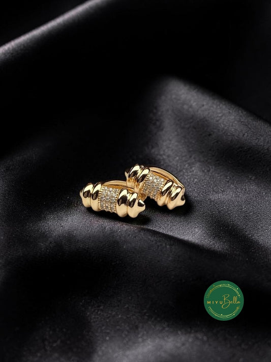 Elara - Barrel Hoop Stud Earrings