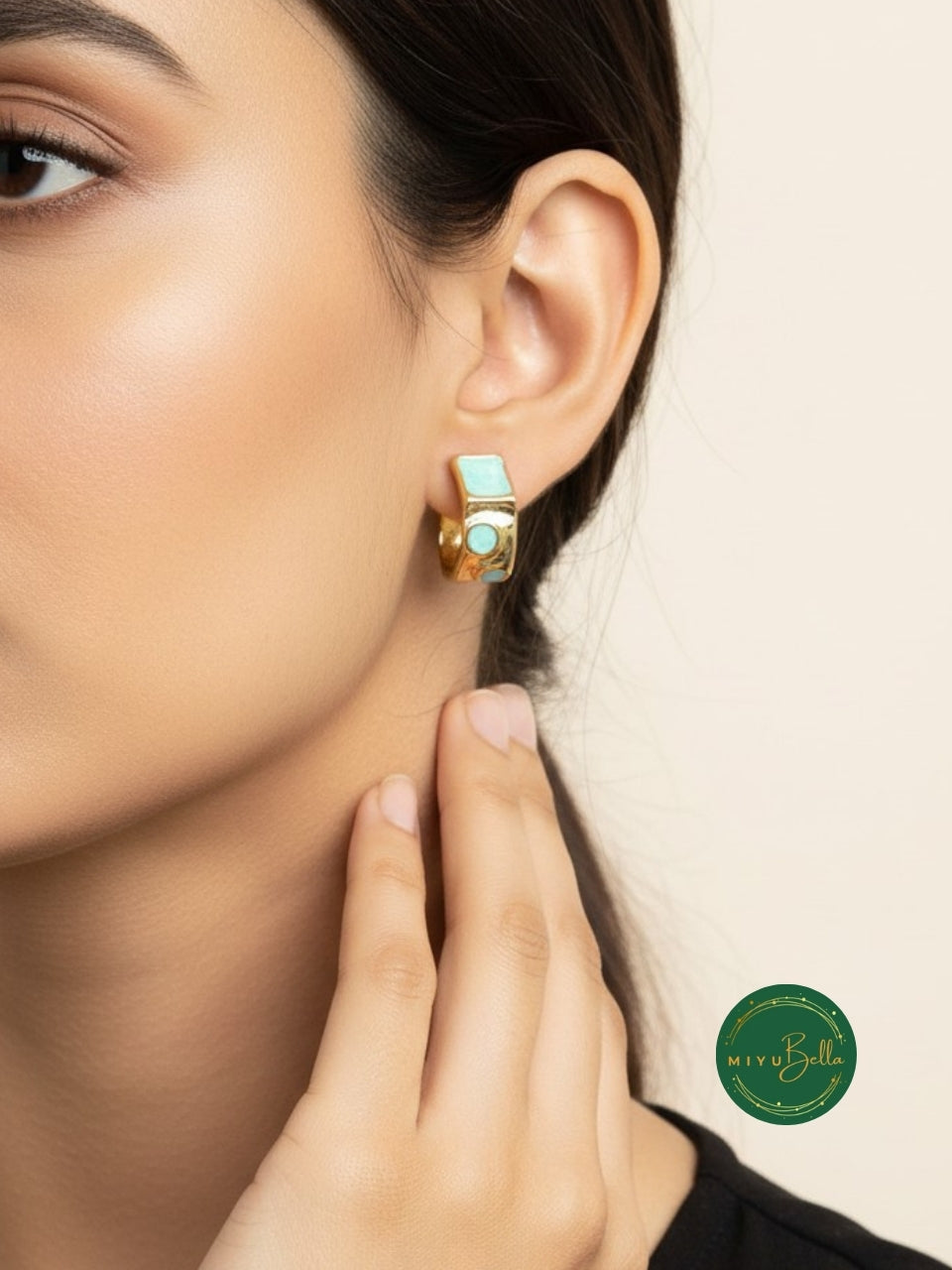 Elara - Azure Mosaic Hoop Earrings