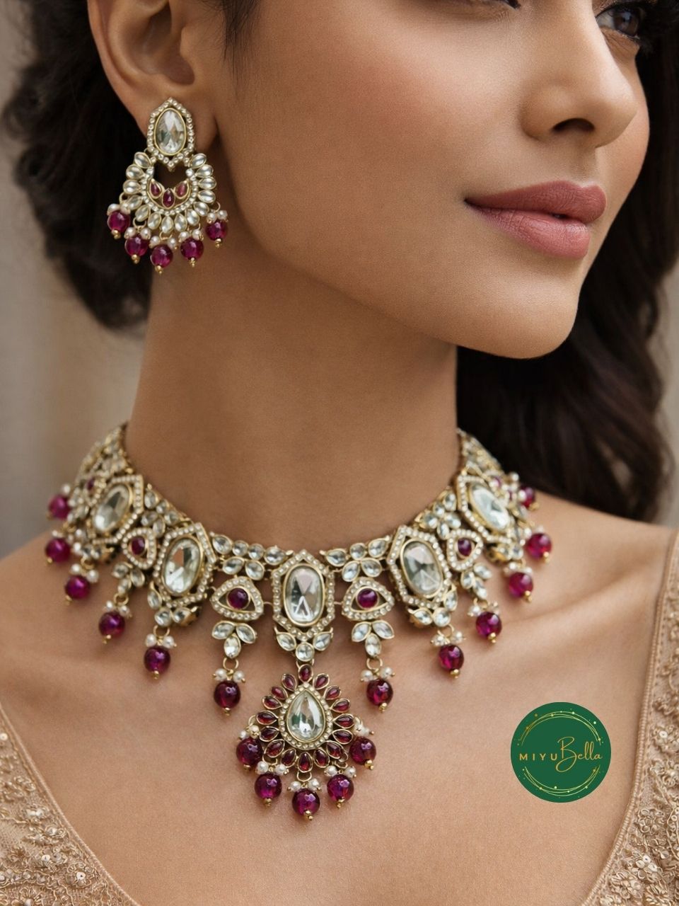 Vaidahi – Antique Gold Kundan, Kemp and AD Jewellery Set