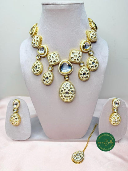 Vaidahi - Pachi Kundan, Meenakari, Kemp, and Cubic Zirconia Jewellery Set