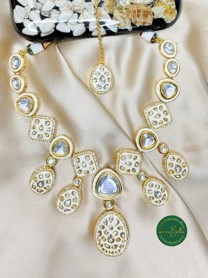 Vaidahi - Pachi Kundan, Meenakari, Kemp, and Cubic Zirconia Jewellery Set