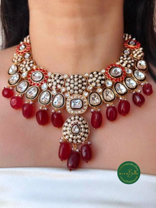 Vaidahi: Stunning Pachi Kundan and Meenakari Jewellery Set