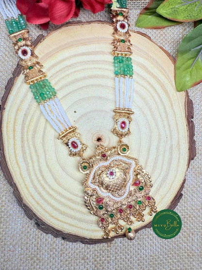 Vamika – Oxidised Gold Temple Jewellery with Kemp, Pearls & Cubic Zirconia