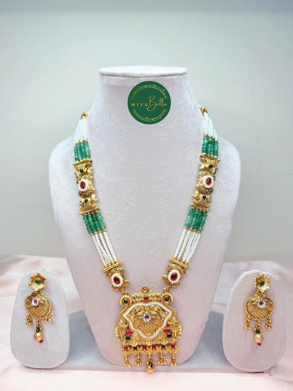 Vamika – Oxidised Gold Temple Jewellery with Kemp, Pearls & Cubic Zirconia