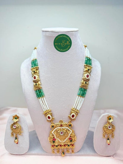 Vamika – Oxidised Gold Temple Jewellery with Kemp, Pearls & Cubic Zirconia