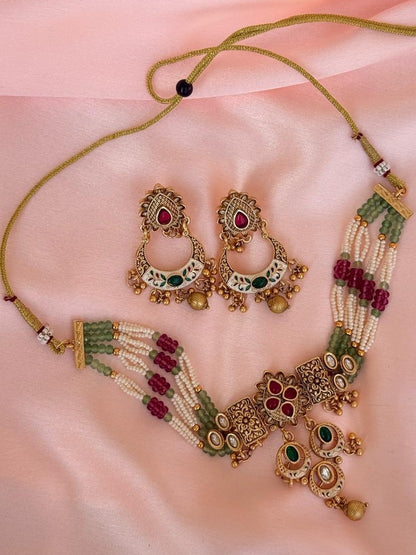 Meera - Kundan and Meenakari Choker Necklace