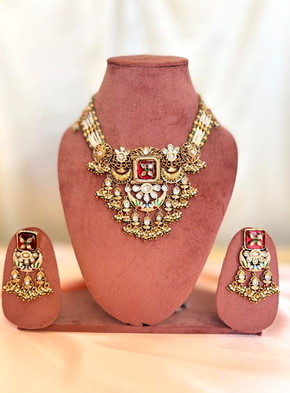 Meera - Kundan and Meenakari Choker Necklace