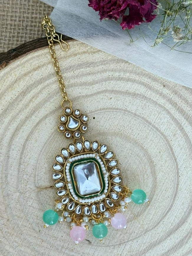 Gayatri – Kundan and Meenakari Necklace Set in Oxidized Gold Polish